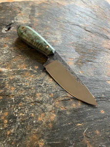 Drop point small hunter/camp knife with pocket sheath