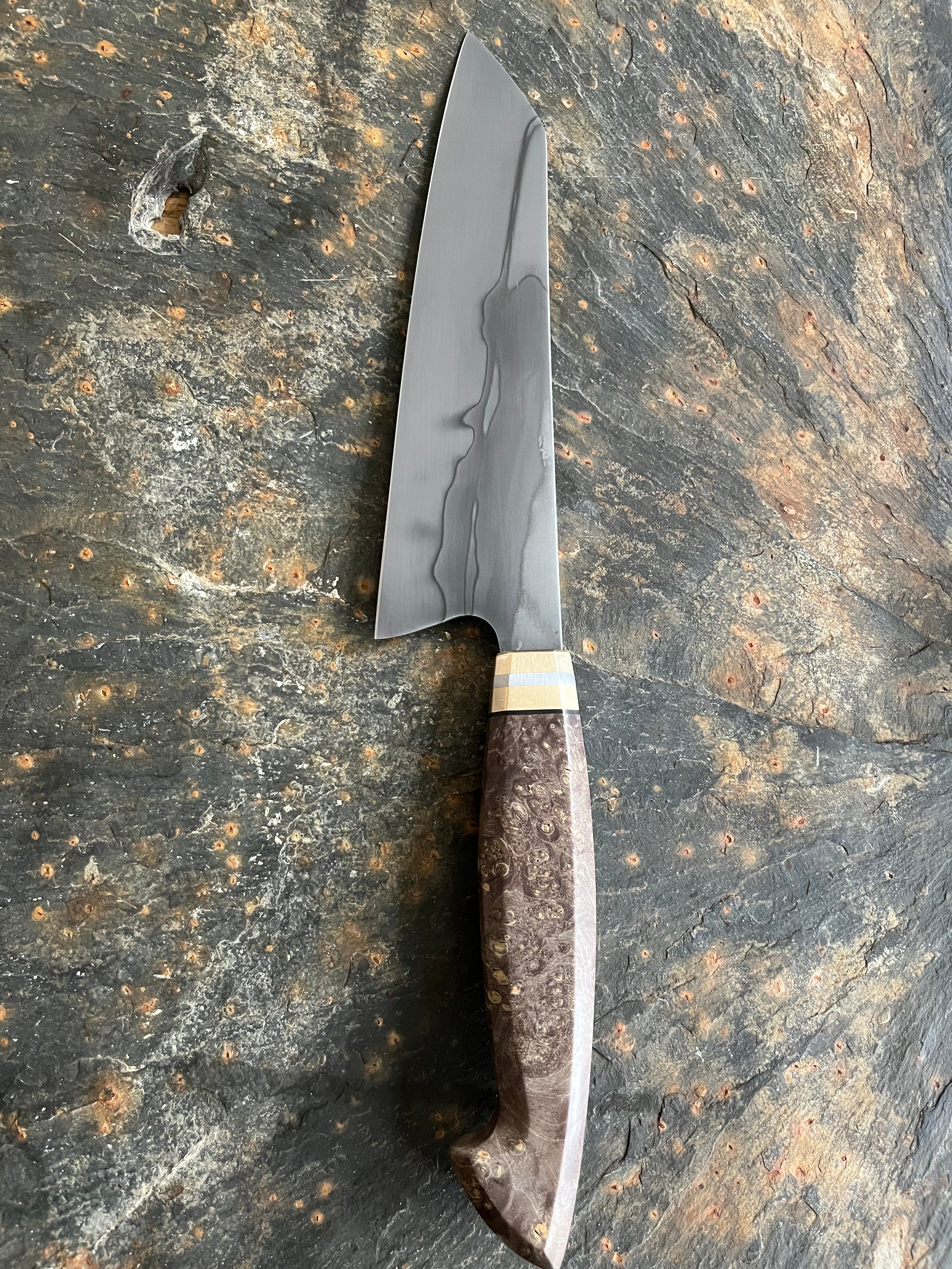 Gyuto kitchen knife with double hamon