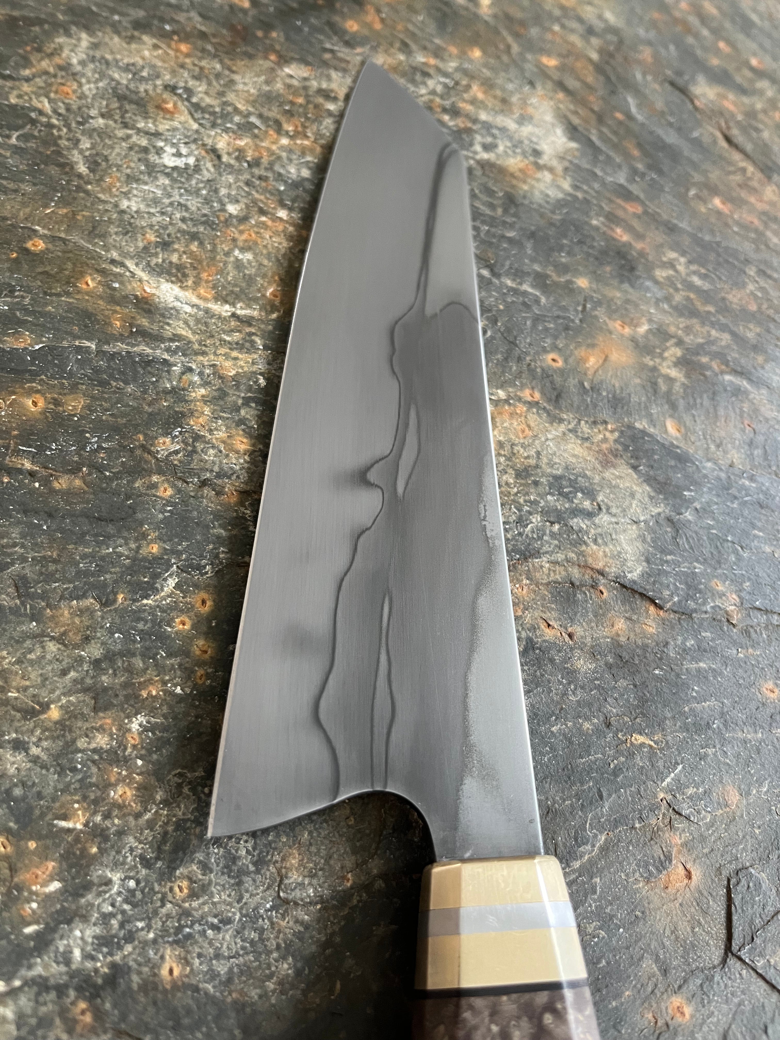 Gyuto kitchen knife with double hamon