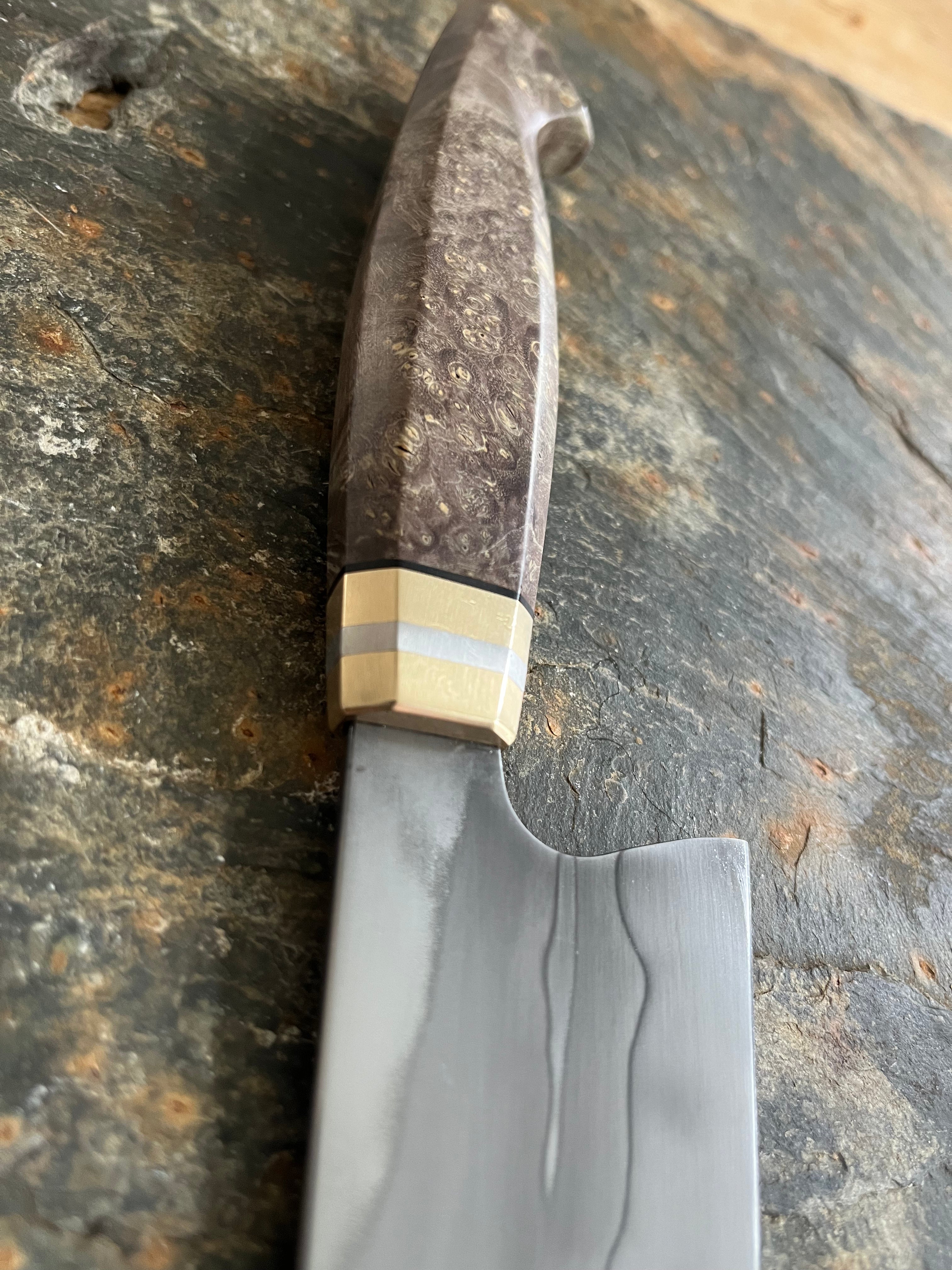 Gyuto kitchen knife with double hamon